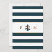 Elegant Nautical Navy Anker Bruiloft Kaart (Achterkant)