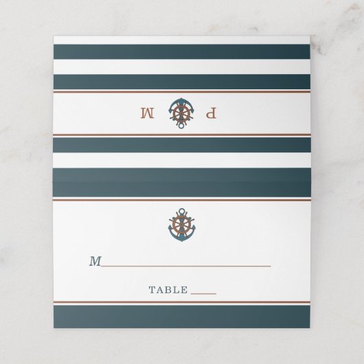Elegant Nautical Navy Anker Bruiloft Plaatskaartje (Buitenkant ongevouwen)