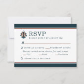 Elegant Nautical Navy Anker Bruiloft RSVP Kaartje (Voorkant)