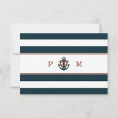 Elegant Nautical Navy Anker Bruiloft RSVP Kaartje (Achterkant)