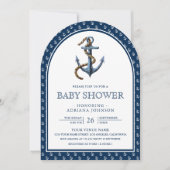 Elegant Nautical Navy Blue Anchor Baby shower Kaart (Voorkant)