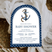Elegant Nautical Navy Blue Anchor Baby shower Kaart
