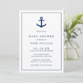 Elegant Nautical Navy Blue Anchor Boy Baby shower Kaart (Staand voorkant)