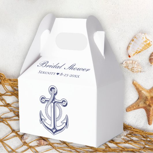Elegant Nautical Navy Blue Anchor Vrijgezellenfees Bedankdoosjes