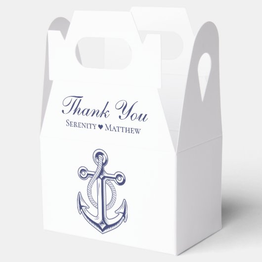 Elegant Nautical Navy Blue Anchor Vrijgezellenfees Bedankdoosjes (Geopend)