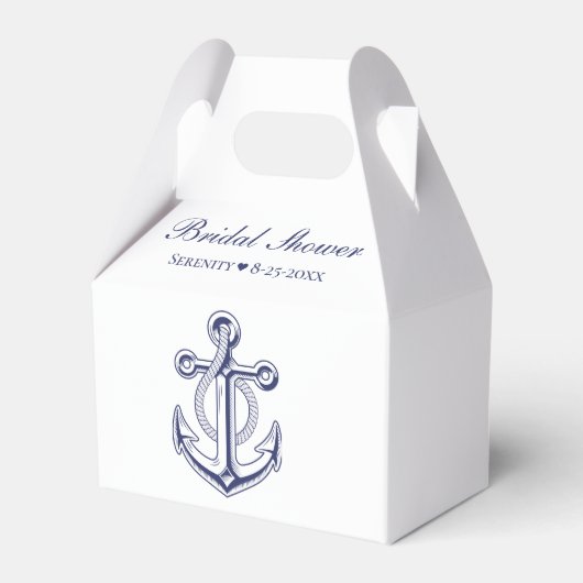 Elegant Nautical Navy Blue Anchor Vrijgezellenfees Bedankdoosjes (Voorkant Zijde)