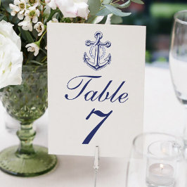 Elegant Nautical Navy Blue Anchor Wedding Kaart