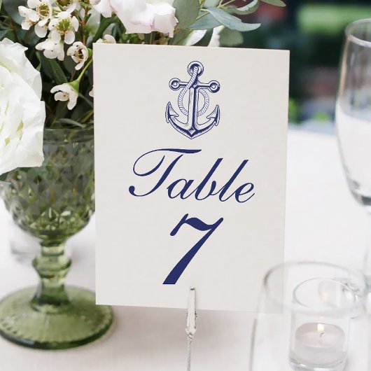 Elegant Nautical Navy Blue Anchor Wedding Kaart
