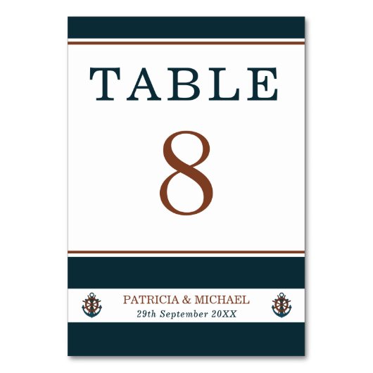 Elegant Nautical Navy Blue Anchor Wedding Kaart (Achterkant)