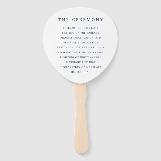 Elegant Nautical Navy Blue Anchor Wedding Programm Handwaaier (Achterkant)