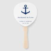 Elegant Nautical Navy Blue Anchor Wedding Programm Handwaaier (Voorkant)