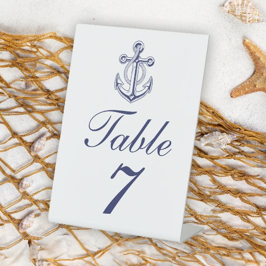 Elegant Nautical Navy Blue Anchor Wedding Reclamebord Met Voetstuk