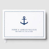 Elegant Nautical Navy Blue White Anchor Wedding Gastenboek (Voorkant)