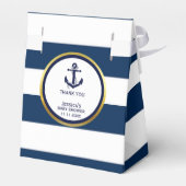 Elegant Nautical Navy Blue White Baby shower Gift Bedankdoosjes (Achterkant)