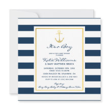 Elegant Nautical Navy en Gold Anker Baby shower