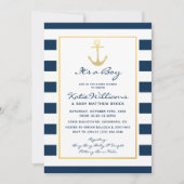 Elegant Nautical Navy en Gold Boy Baby shower Kaart (Voorkant)