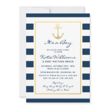 Elegant Nautical Navy en Gold Boy Baby shower