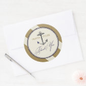 Elegant Nautical Navy & Gold Dank u Sticker (Envelop)