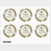 Elegant Nautical Navy & Gold Dank u Sticker (Vel)