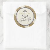 Elegant Nautical Navy & Gold Dank u Sticker (Tas)