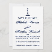 Elegant Nautical Save the Date - Navy Blue, Kaart (Voorkant)