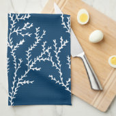 Elegant, Nautical Seaweed Pattern Blauwgroen Blauw Theedoek (Quarter Fold)