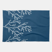 Elegant, Nautical Seaweed Pattern Blauwgroen Blauw Theedoek (Horizontaal)