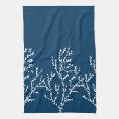 Elegant, Nautical Seaweed Pattern Blauwgroen Blauw Theedoek (Verticaal)