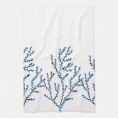 Elegant, Nautical Seaweed Pattern Blauwgroen Blauw Theedoek (Verticaal)