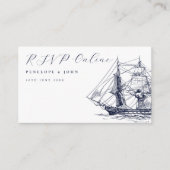 Elegant Nautical Ship Illustration Wedding Website Informatiekaartje (Voorkant)
