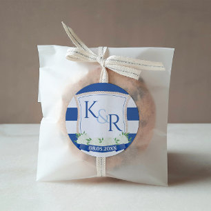 Elegant Nautical Ships Rope Wedding Crest Favor Vierkante Sticker