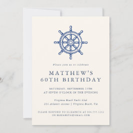 Elegant Nautical Ships Wheel Adult Birthday Party Kaart