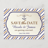 Elegant Nautical Stripe Save the Date Briefkaart (Voorkant)