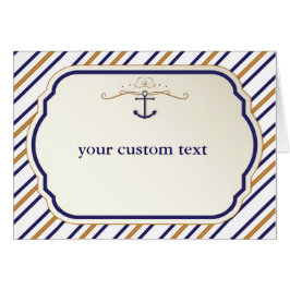 Elegant Nautical Striped Anchor Fold Kaart
