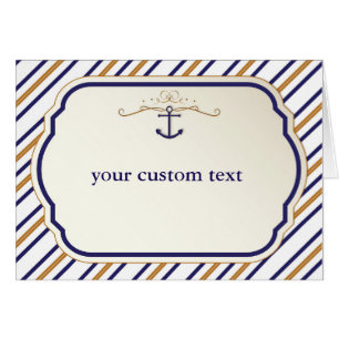 Elegant Nautical Striped Anchor Fold Kaart