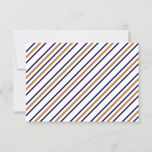 Elegant Nautical Striped Blue Gold Anchor RSVP (Achterkant)