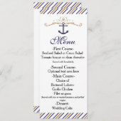 Elegant Nautical Striped Gold Blue Wedding Menu (Voorkant / Achterkant)