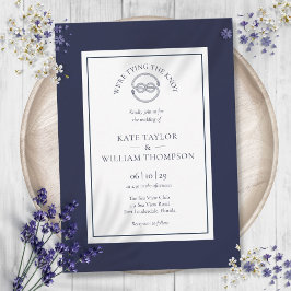 Elegant Nautical Tying the Knot Navy Blue Wedding Kaart