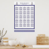 Elegant Nautical Wedding Navy Stripes Seat Chart Poster (Keuken)