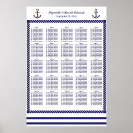 Elegant Nautical Wedding Navy Stripes Seat Chart Poster