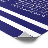 Elegant Nautical Wedding Navy Stripes Seat Chart Poster (Hoek)