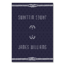 Elegant Nautical Wedding Place Cards Blue Anchors