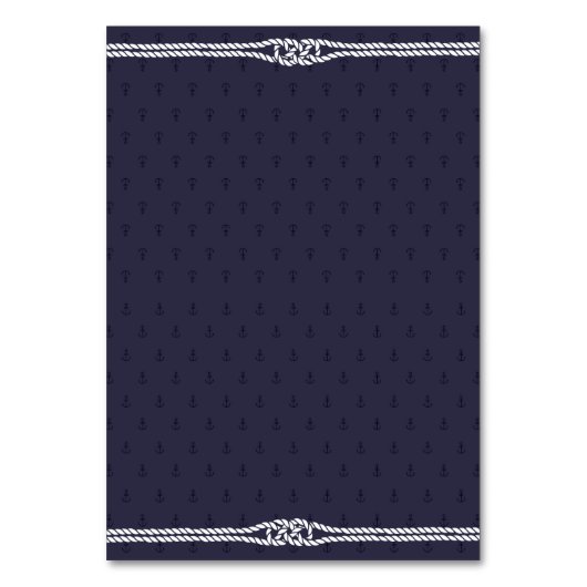 Elegant Nautical Wedding Place Cards Blue Anchors Kaart (Achterkant)