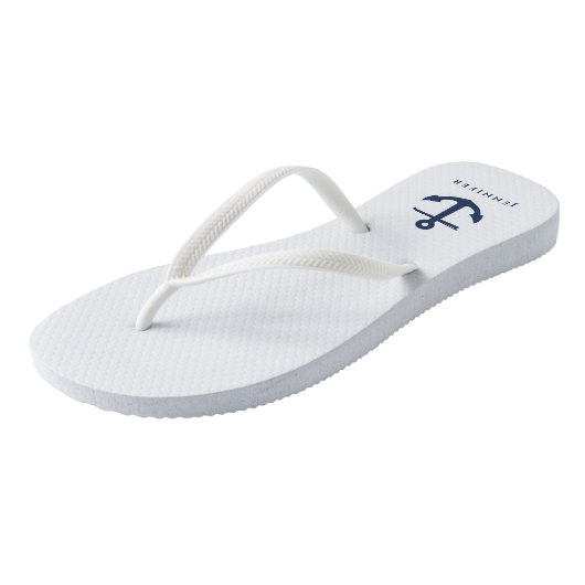 Elegant Nautisch Anker Custom Name Teenslippers (Schuin)