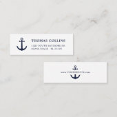 Elegant nautisch anker marine blauw en wit | mini visitekaartje (Voorkant / Achterkant)