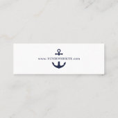 Elegant nautisch anker marine blauw en wit | mini visitekaartje (Achterkant)