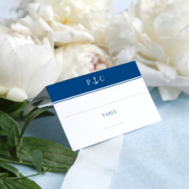 Elegant nautisch anker monogram marineblauw plaatskaartje