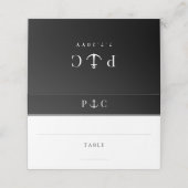Elegant nautisch anker monogram zwart wit plaatskaartje (Buitenkant ongevouwen)