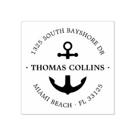 Elegant nautisch anker | Retouradres Houten Rubberstempel