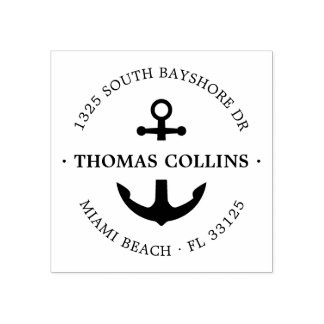 Elegant nautisch anker | Retouradres Houten Rubberstempel